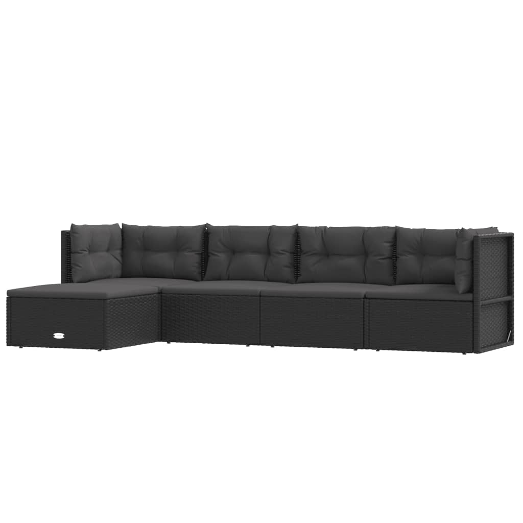 5-delige Loungeset met kussens poly rattan