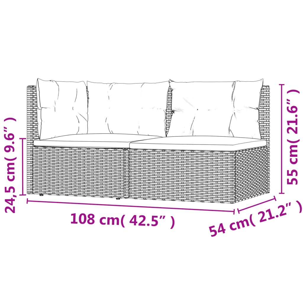 5-delige Loungeset met kussens poly rattan