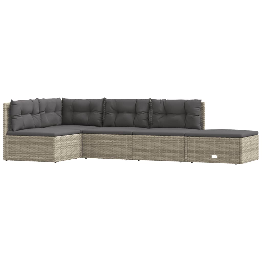 5-delige Loungeset met kussens poly rattan