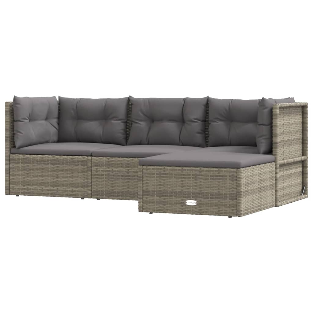 5-delige Loungeset met kussens poly rattan