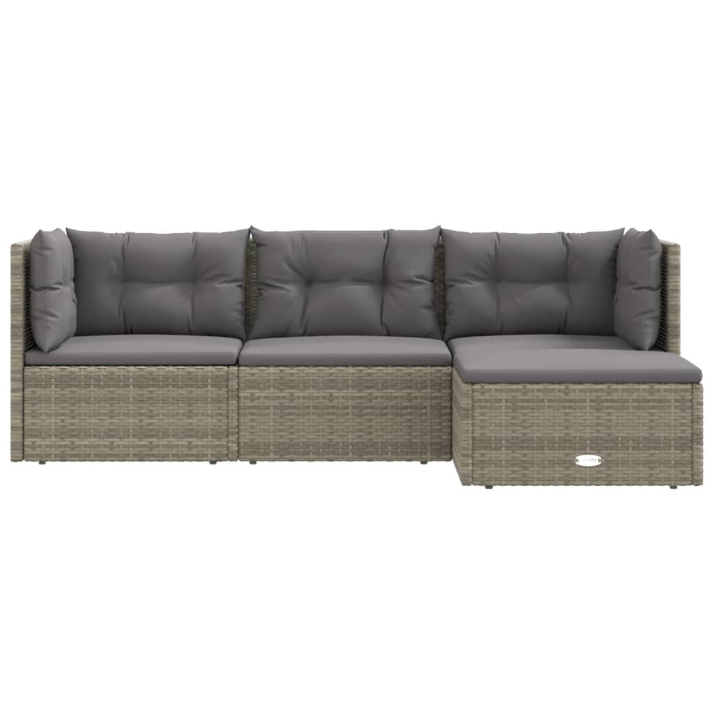 5-delige Loungeset met kussens poly rattan