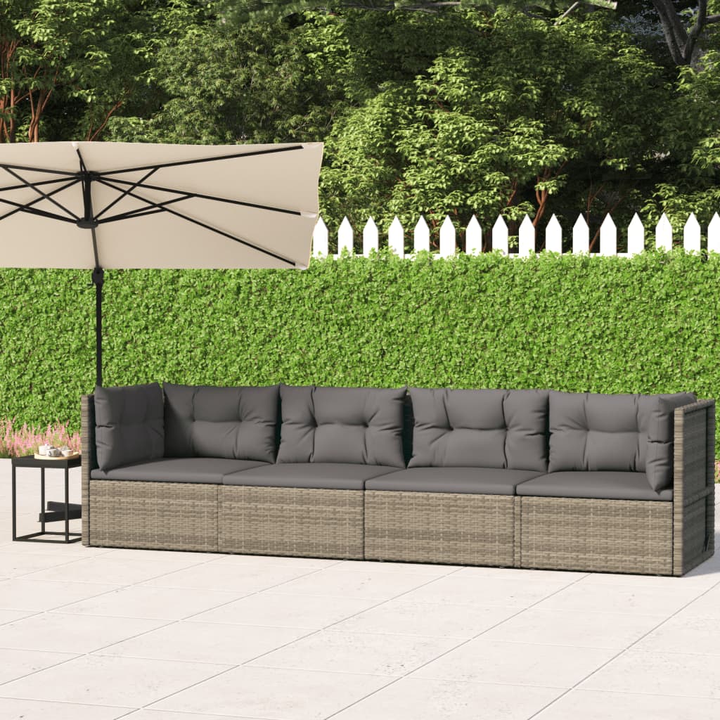 5-delige Loungeset met kussens poly rattan