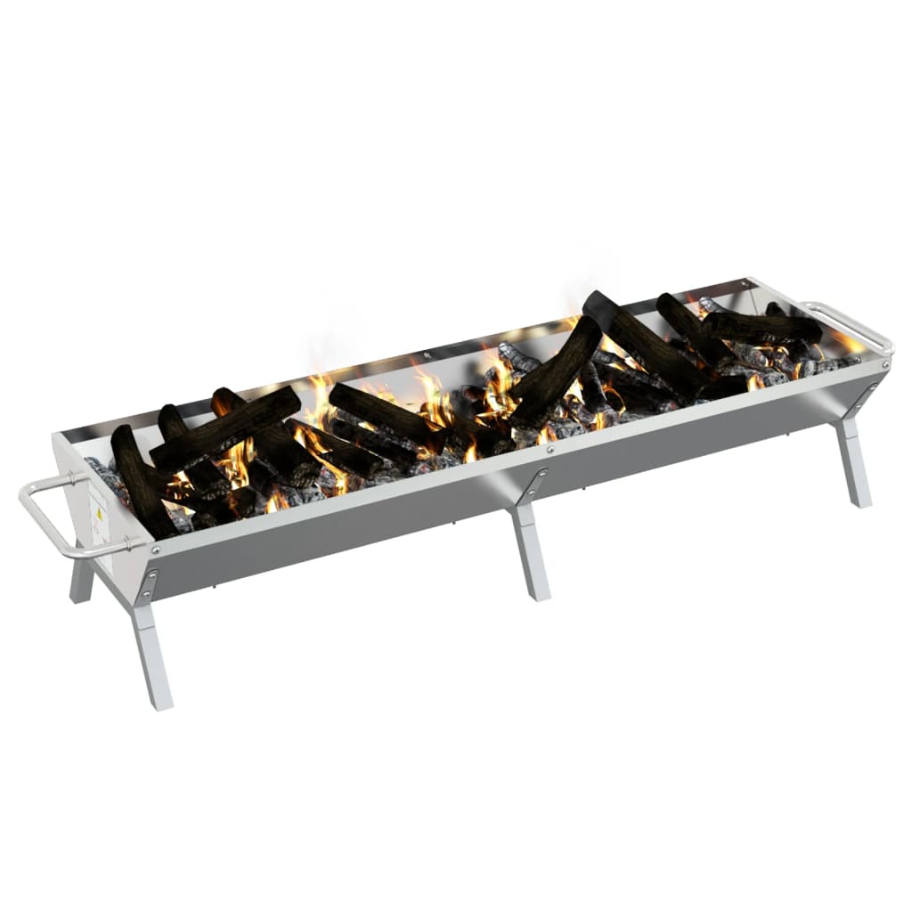 Barbecueplaat 158x42x31 cm roestvrij staal zilverkleurig