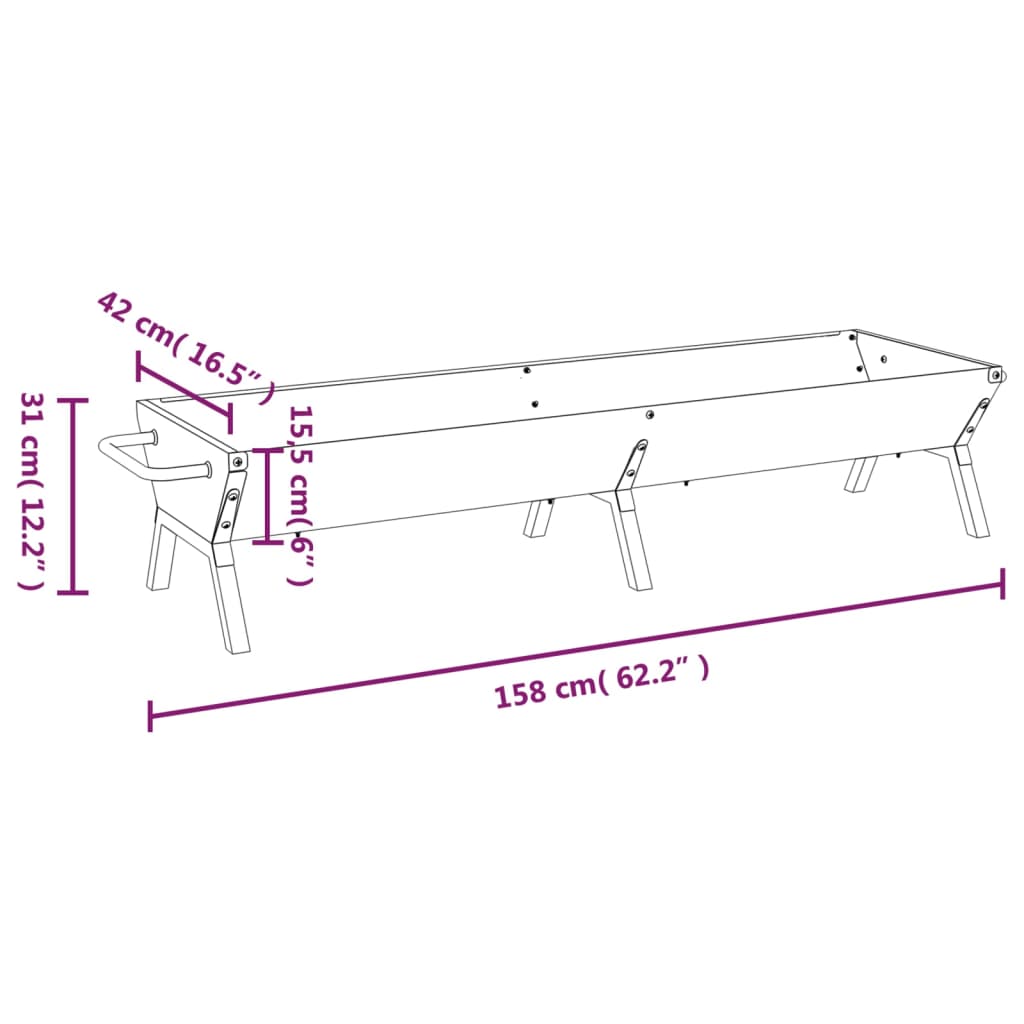 Barbecueplaat 158x42x31 cm roestvrij staal zilverkleurig