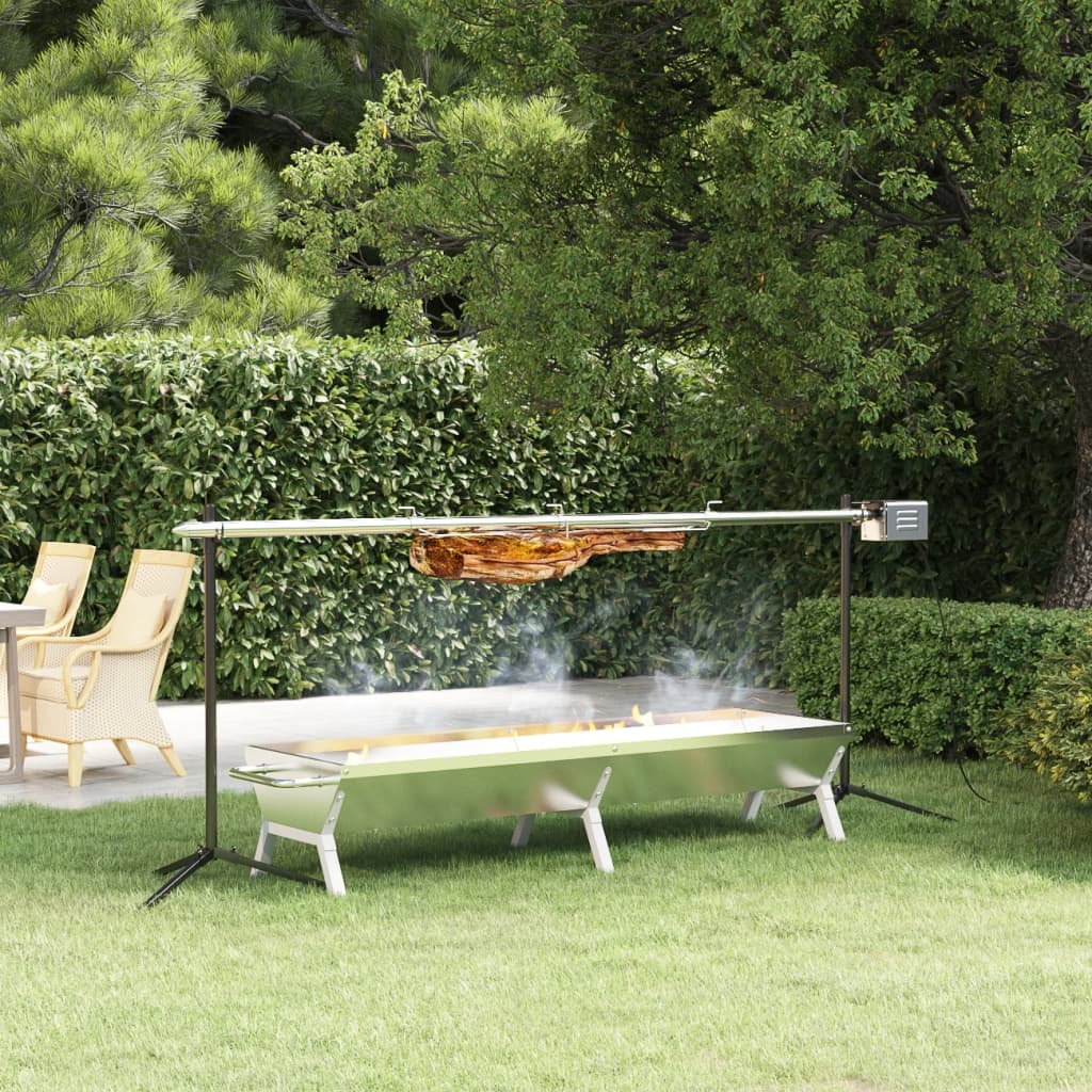 Barbecueplaat 158x42x31 cm roestvrij staal zilverkleurig