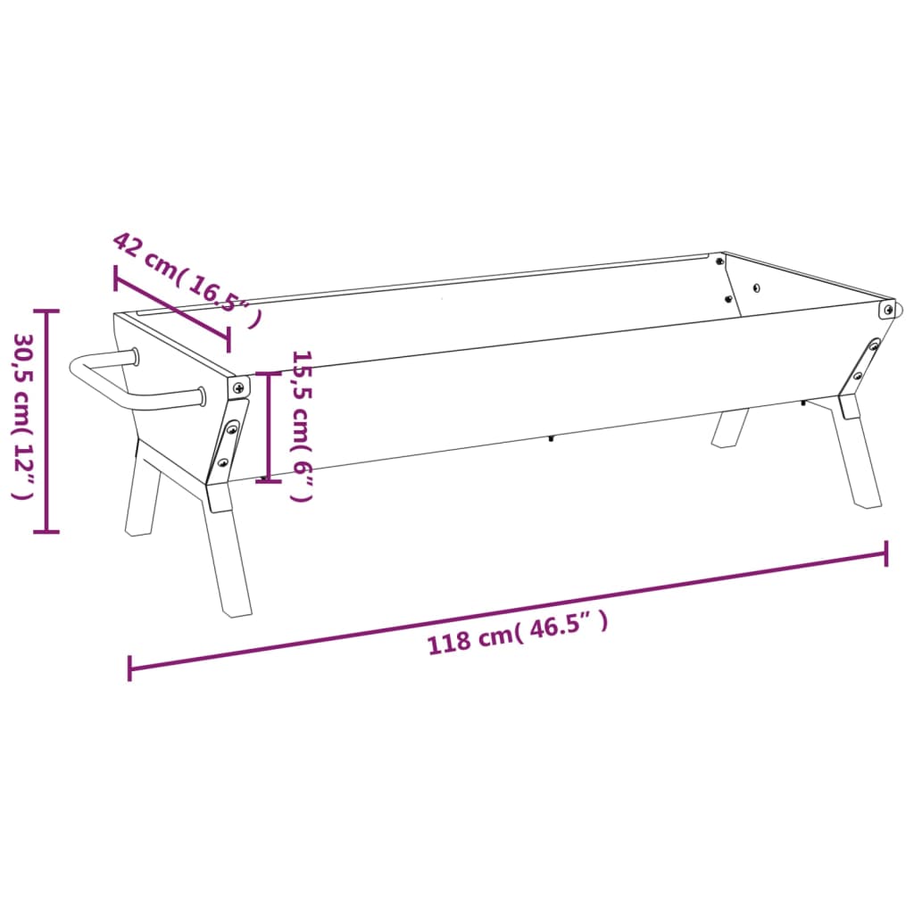 Barbecueplaat 158x42x31 cm roestvrij staal zilverkleurig