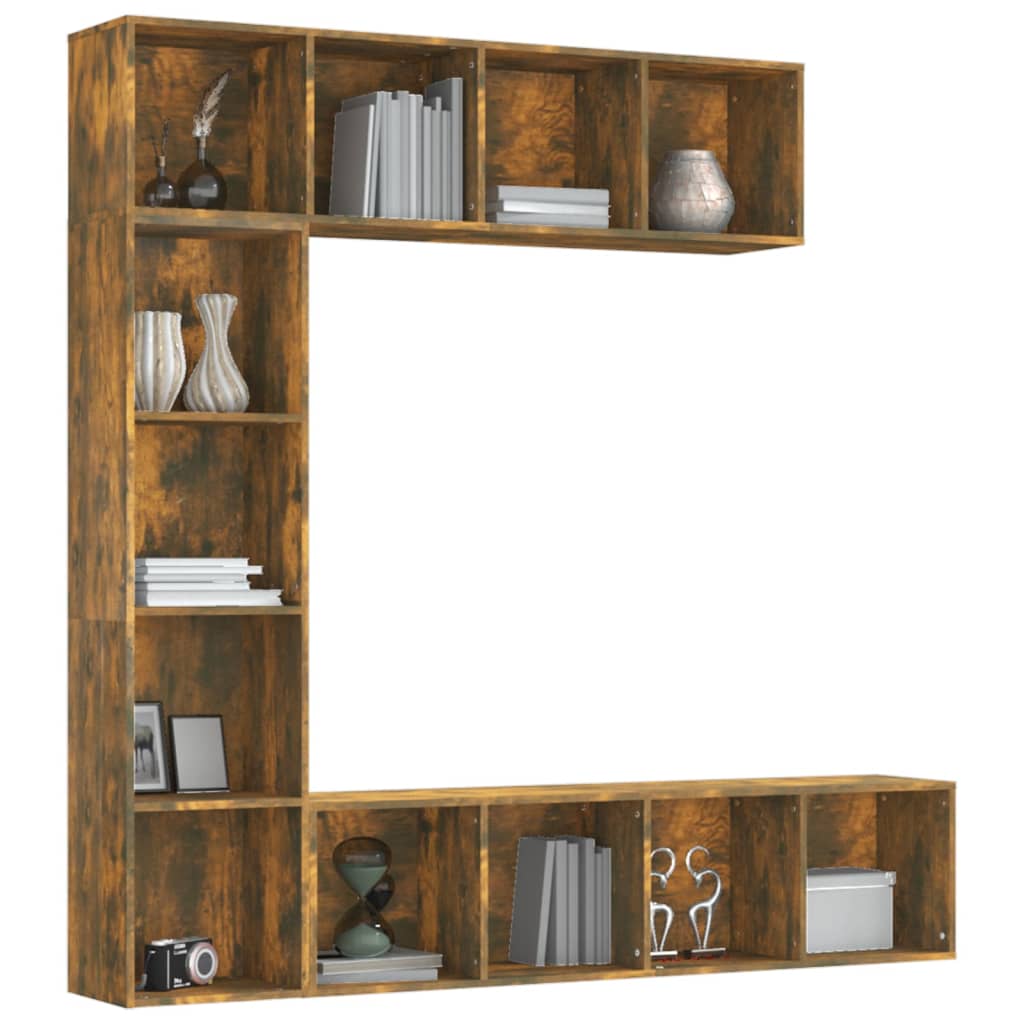 3-delige boekenkast- / tv-meubelset 180x30x180 cm gerookt eiken