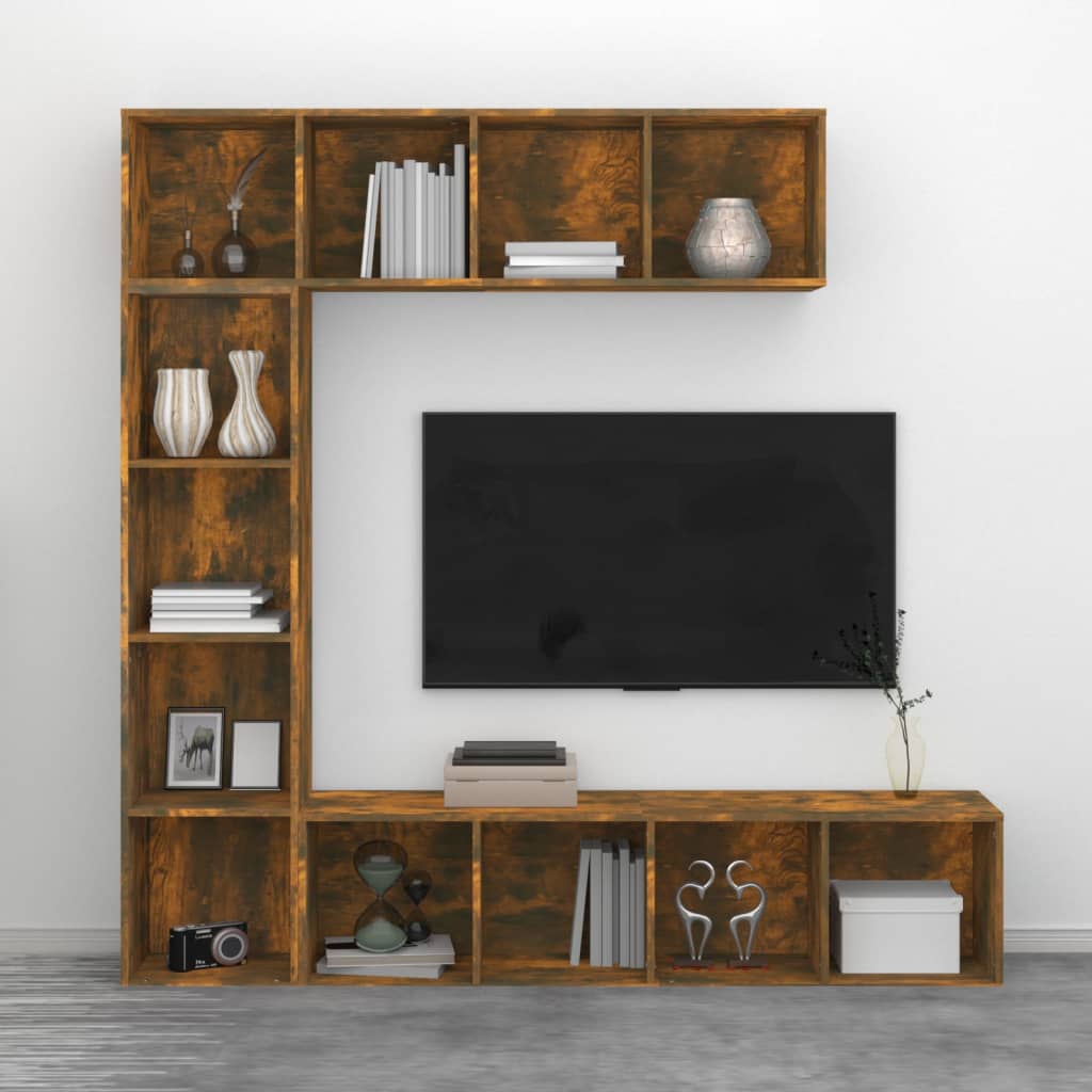 3-delige boekenkast- / tv-meubelset 180x30x180 cm gerookt eiken