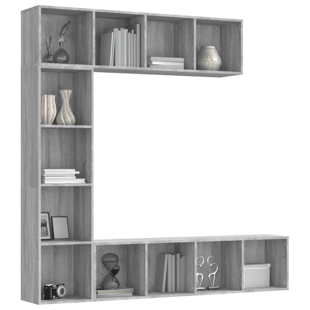 3-delige boekenkast- / tv-meubelset 180x30x180 cm gerookt eiken