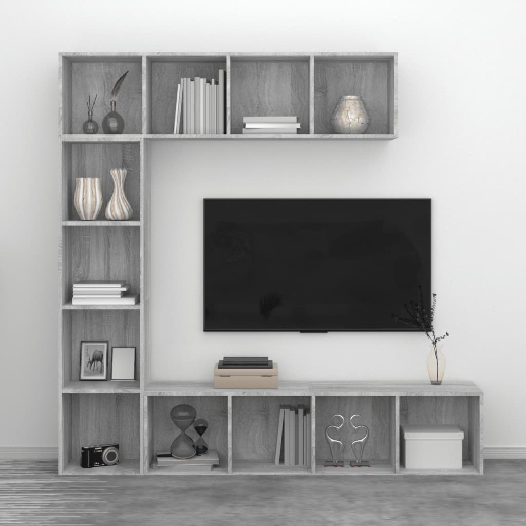 3-delige boekenkast- / tv-meubelset 180x30x180 cm gerookt eiken