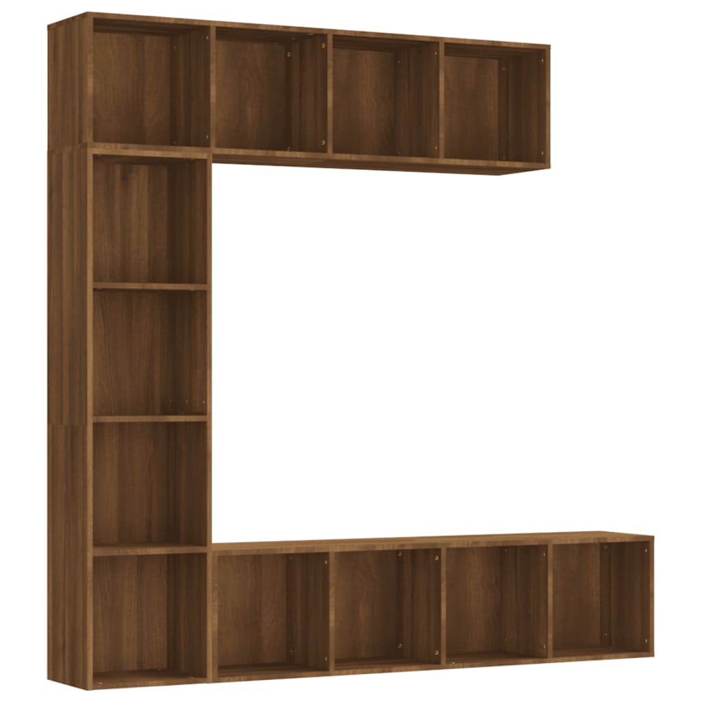 3-delige boekenkast- / tv-meubelset 180x30x180 cm gerookt eiken