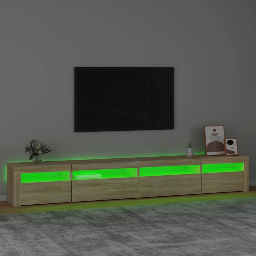 Tv-meubel met LED-verlichting 270x35x40 cm eikenkleurig