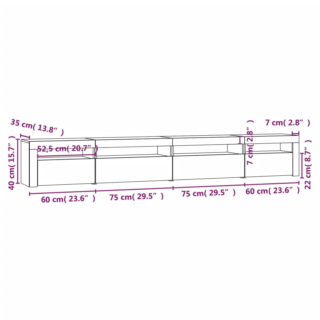 Tv-meubel met LED-verlichting 240x35x40 cm