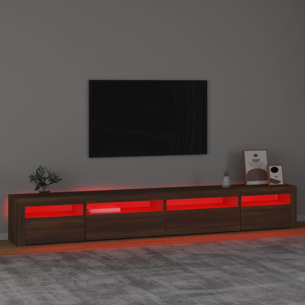 Tv-meubel met LED-verlichting 270x35x40 cm eikenkleurig