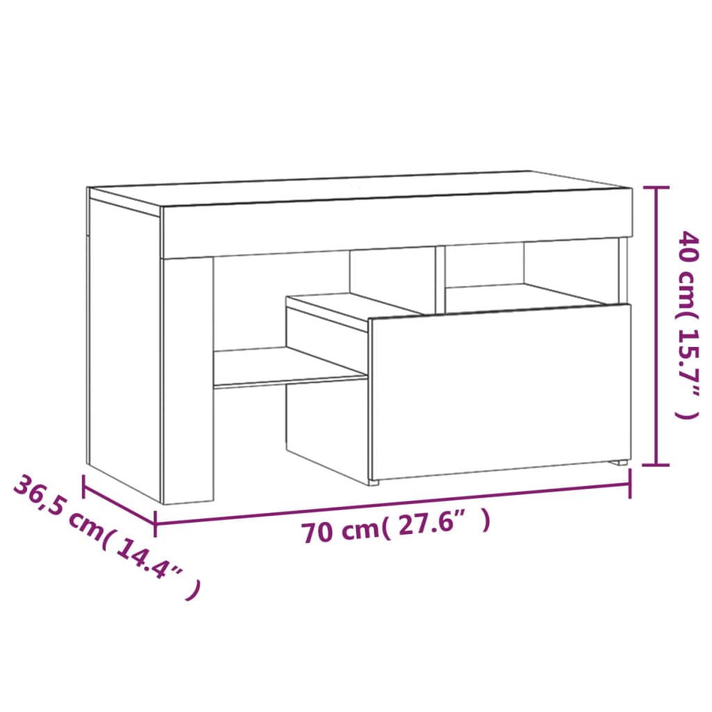 Nachtkastjes 2 st met LED's 70x36,5x40 cm gerookt eikenkleurig