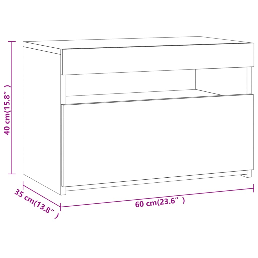 Nachtkastjes 2 st LED-verlichting 60x35x40 cm eikenkleur