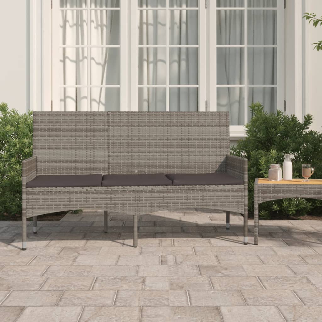 Tuinbank 3-zits met kussens poly rattan