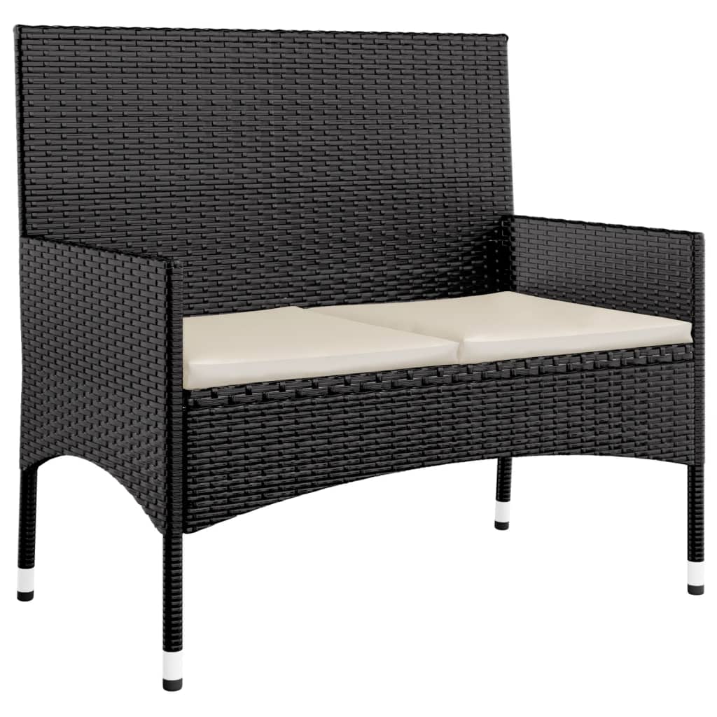 4-delige Loungeset met kussens poly rattan