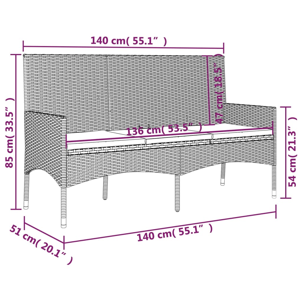 4-delige Loungeset met kussens poly rattan