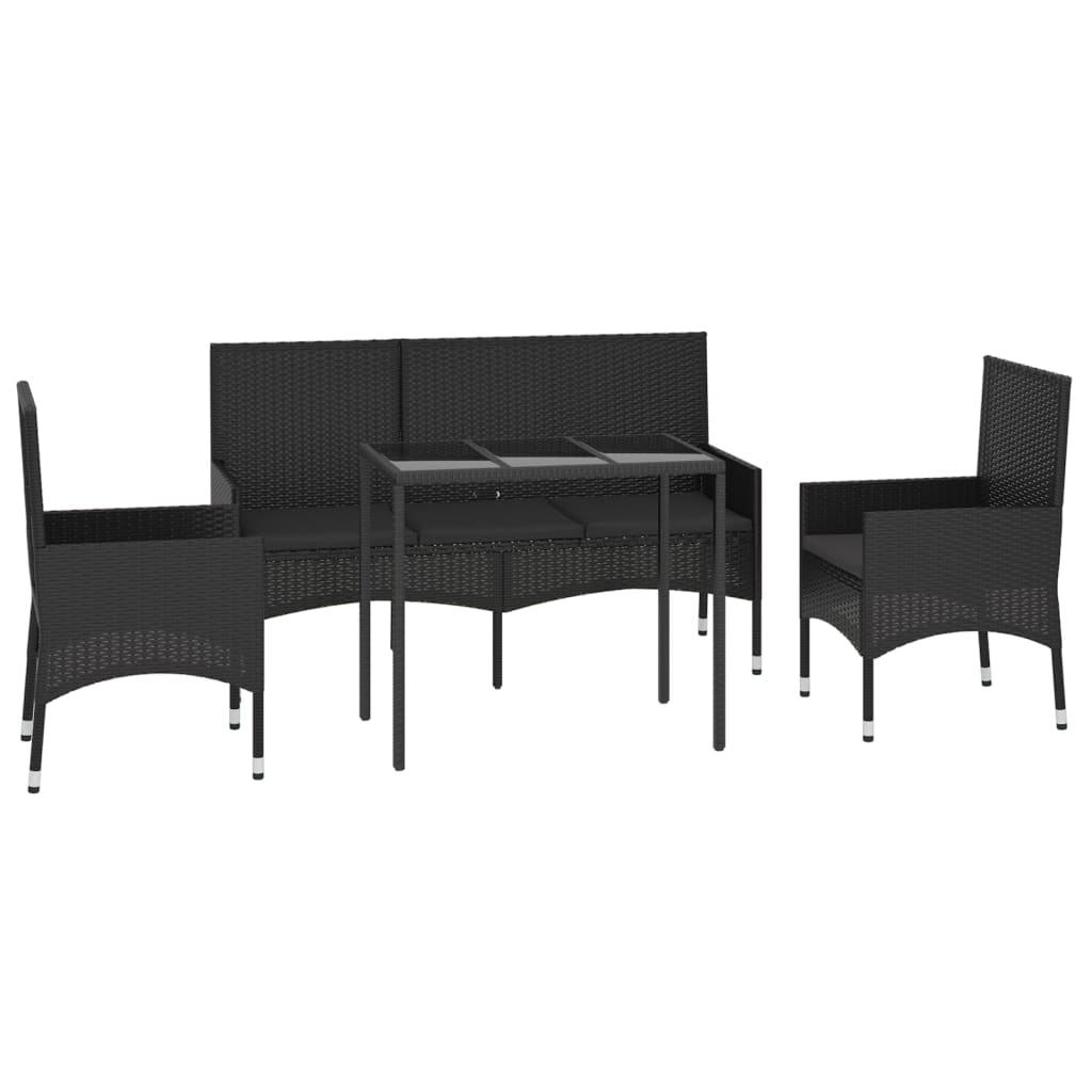 4-delige Loungeset met kussens poly rattan