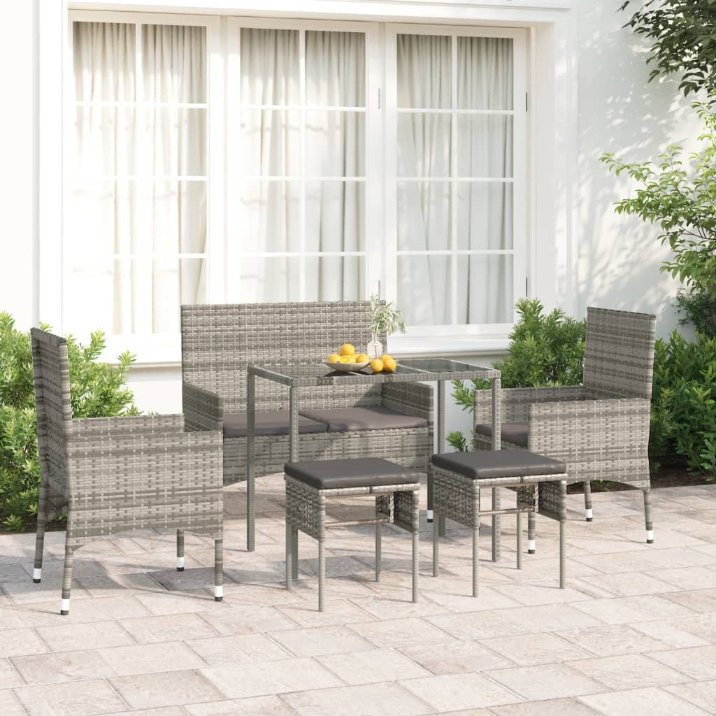 6-delige Loungeset met kussens poly rattan