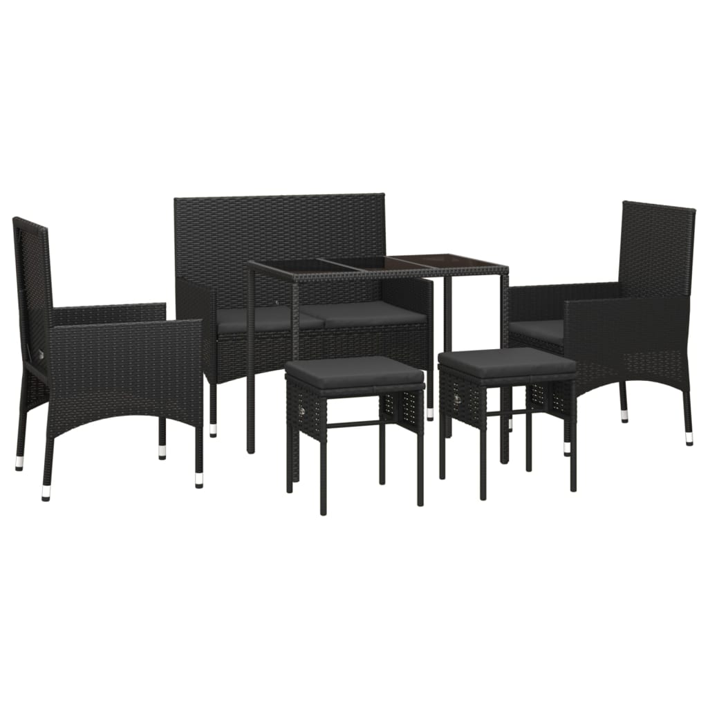 6-delige Loungeset met kussens poly rattan