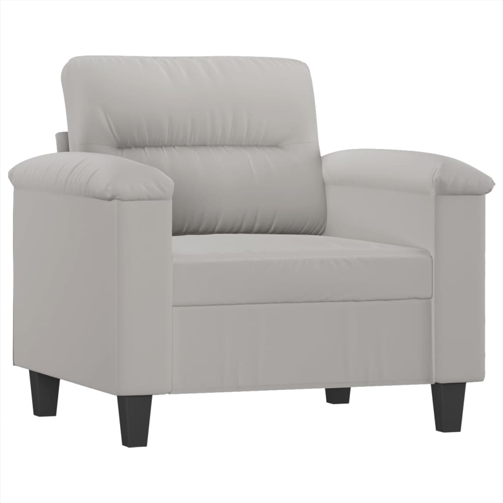 Fauteuil met voetenbank 60 cm microvezelstof lichtgrijs