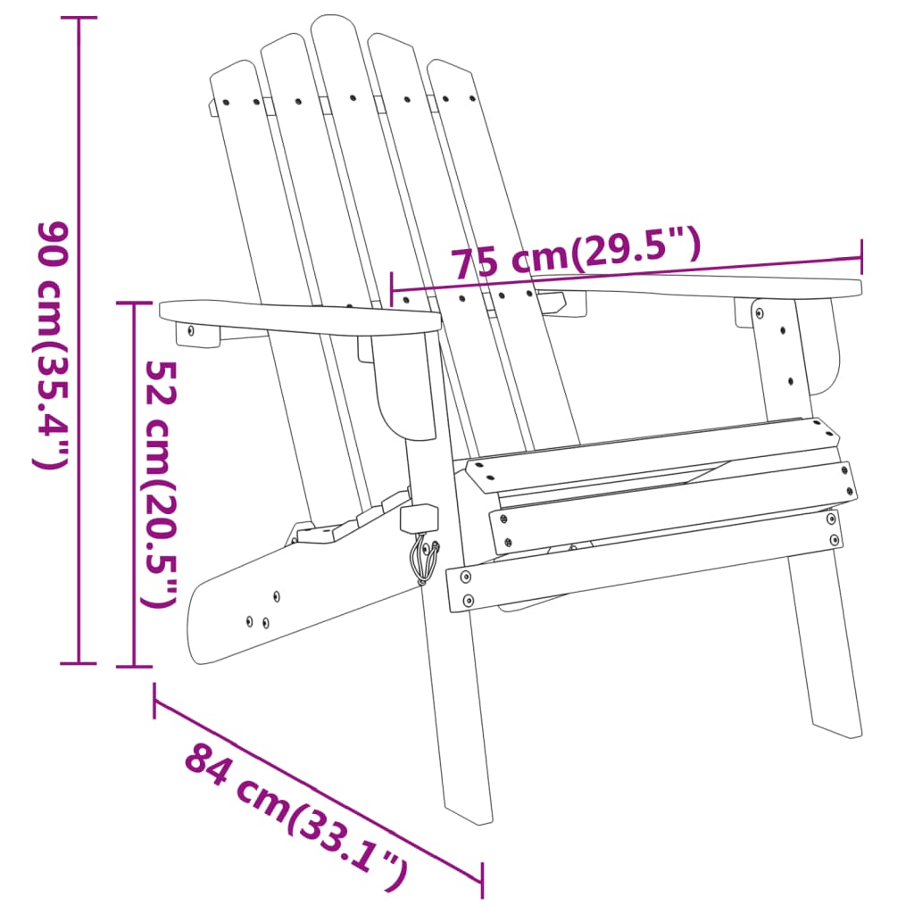 3-delige Loungeset Adirondack massief acaciahout