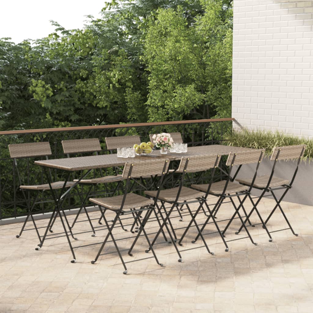 Bistrostoelen 8 st inklapbaar poly rattan en staal