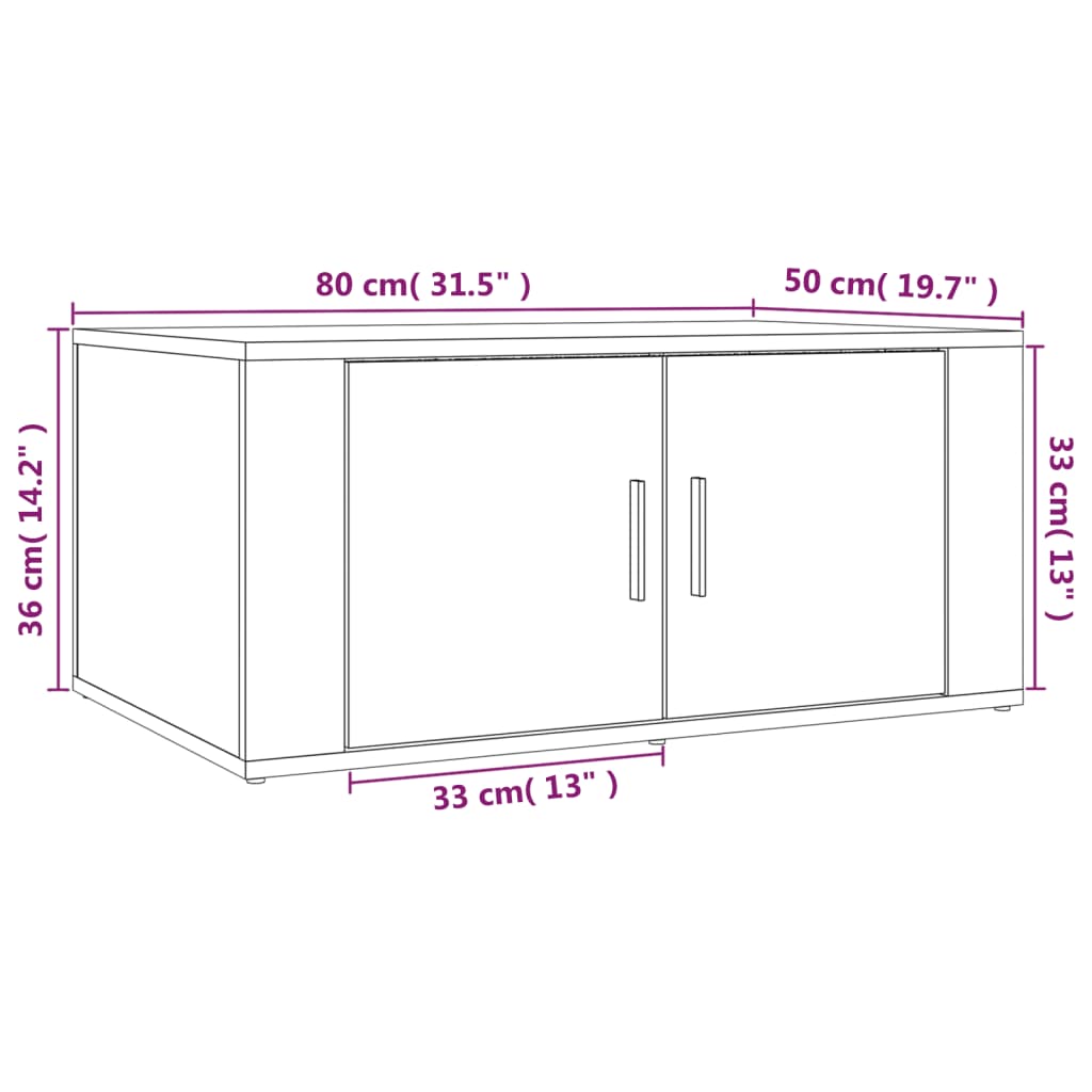 Salontafel 80x50x36 cm bewerkt hout