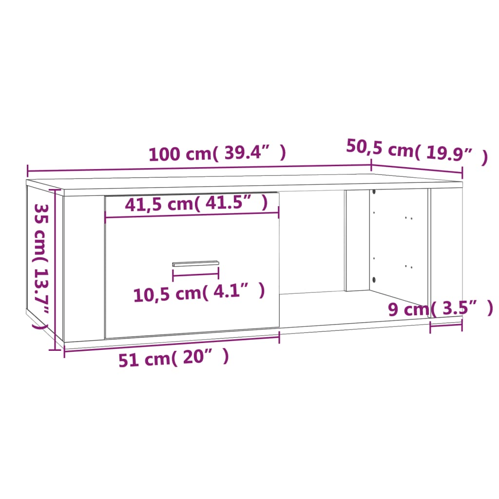 Salontafel 100x50,5x35 cm bewerkt hout