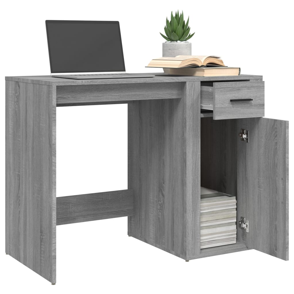 Bureau 100x49x75 cm bewerkt hout eikenkleurig