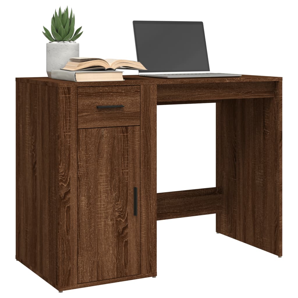 Bureau 100x49x75 cm bewerkt hout eikenkleurig