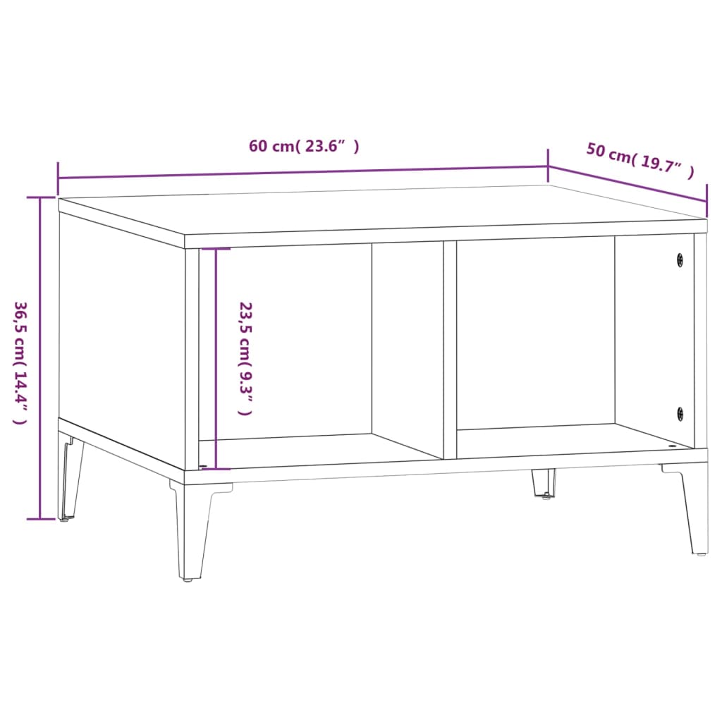 Salontafel 60x50x36,5 cm bewerkt hout