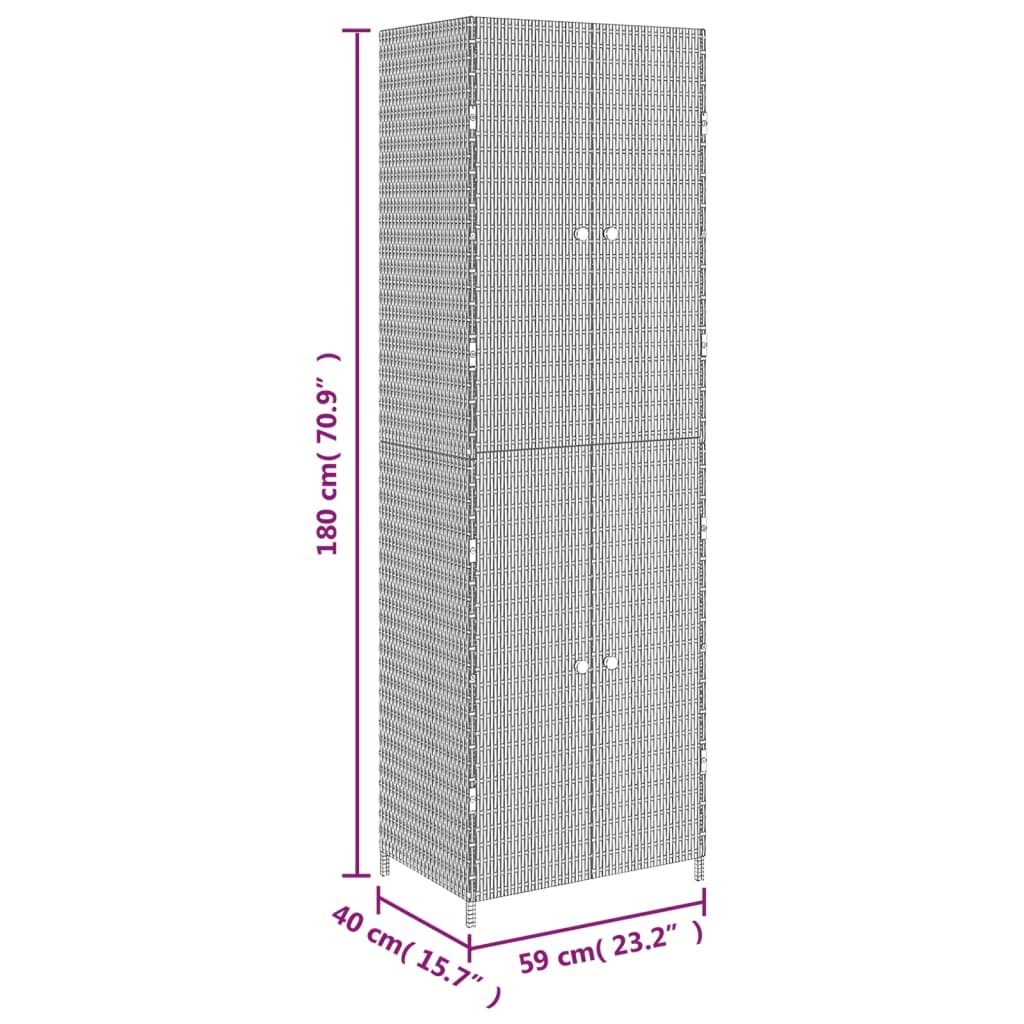 Tuinkast 59x40x180 cm poly rattan