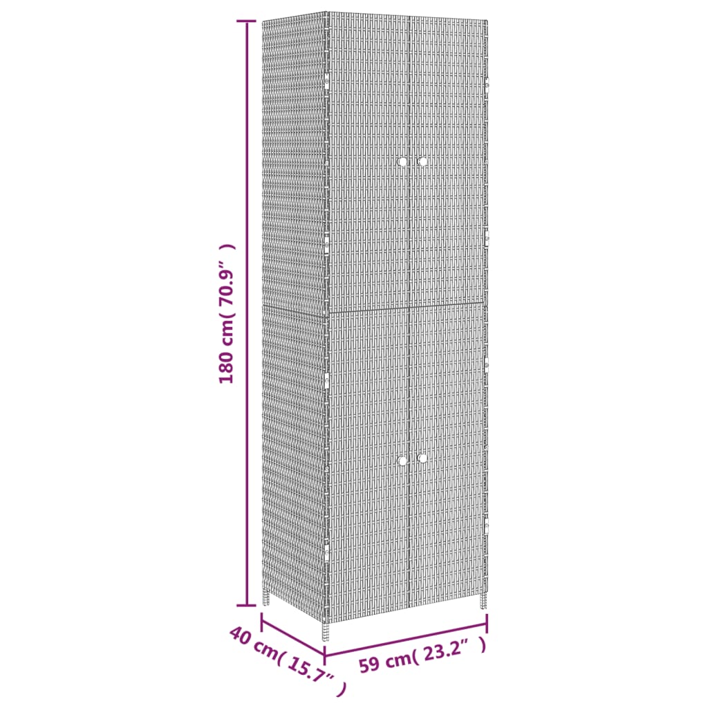 Tuinkast 59x40x180 cm poly rattan