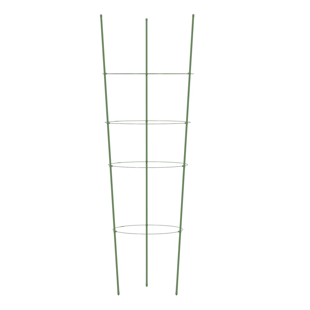 Plantensteunen 5 st met 3 ringen 45 cm staal groen