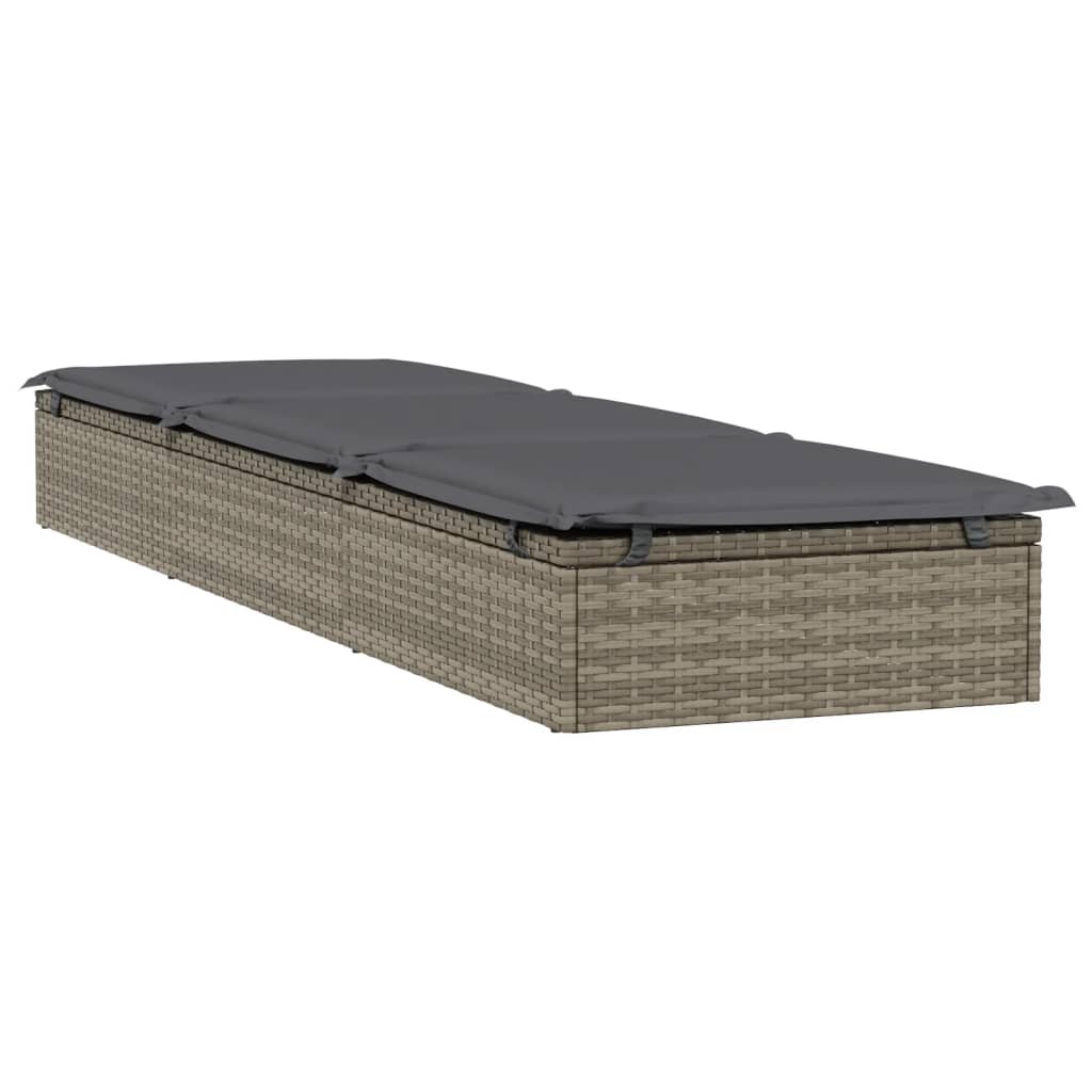 Ligbed met kussen 1 st 201x55x62 cm poly rattan