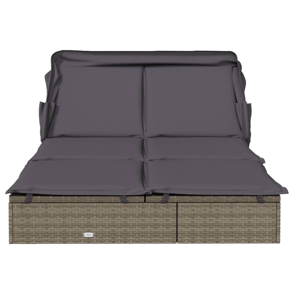 Ligbed 2-persoons met dak 213x118x97 cm poly rattan