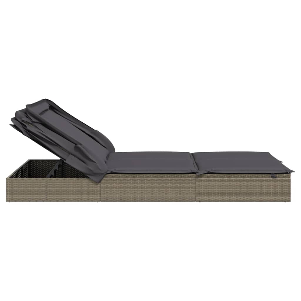 Ligbed 2-persoons met dak 213x118x97 cm poly rattan