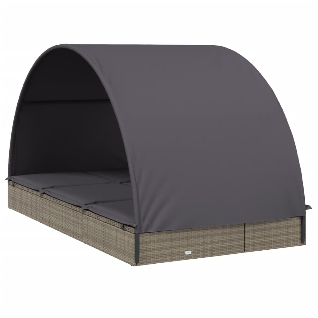 Ligbed 2-persoons met rond dak 211x112x140 cm poly rattan