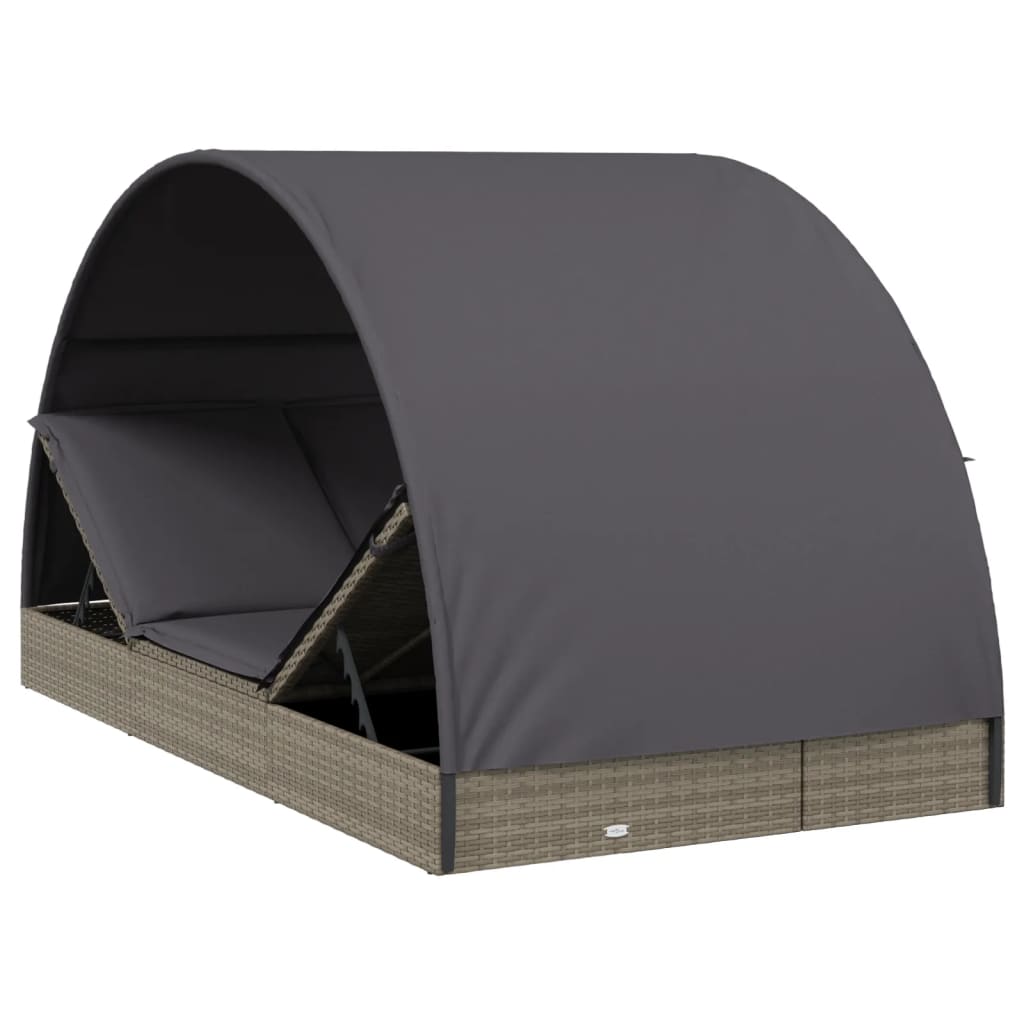 Ligbed 2-persoons met rond dak 211x112x140 cm poly rattan