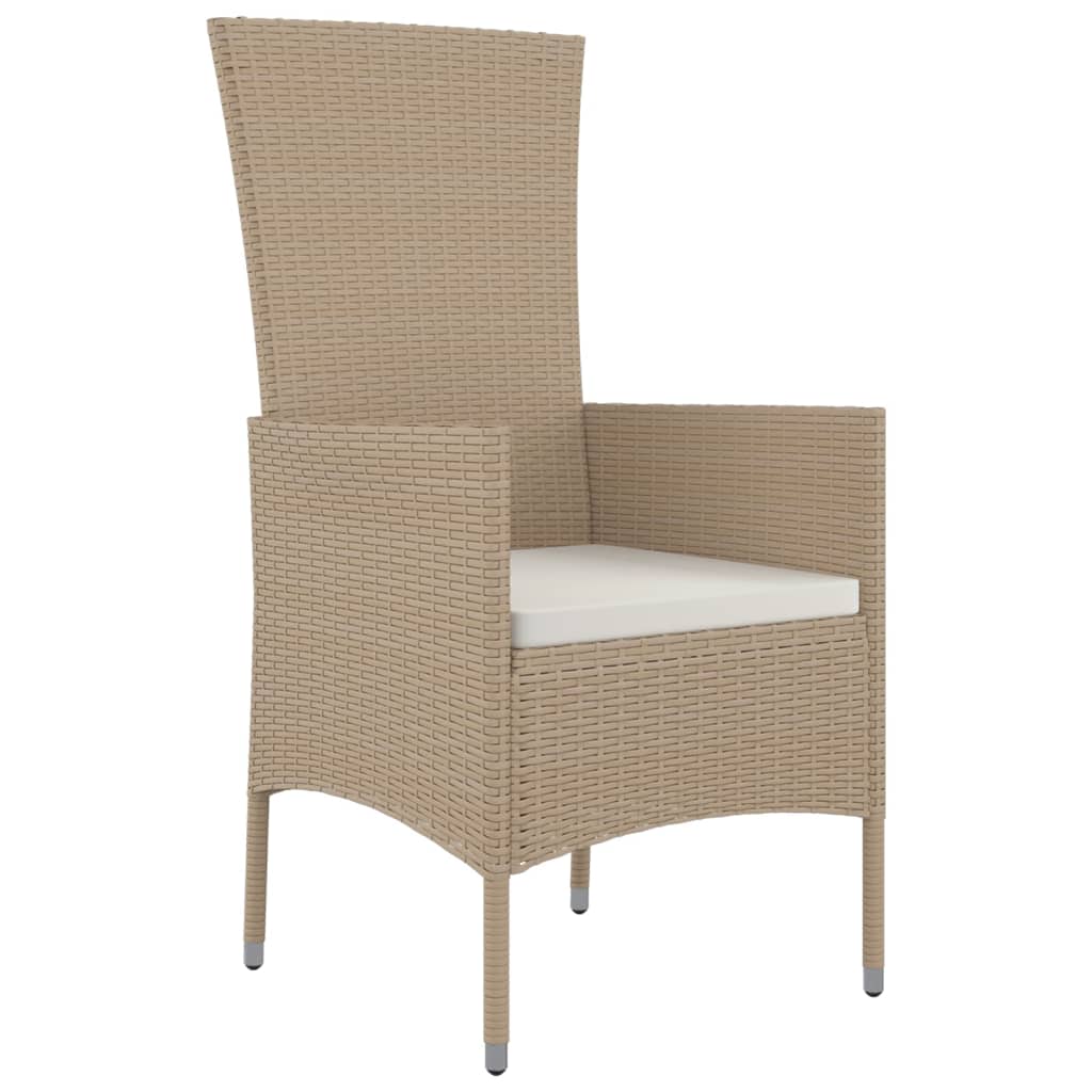 Tuinstoelen 2 st met kussens poly rattan beige