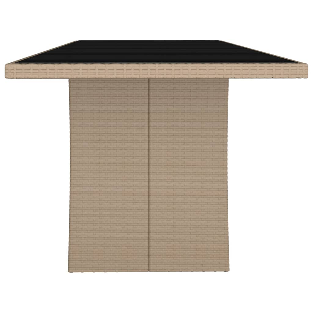 Tuintafel met glazen blad poly rattan en gehard glas