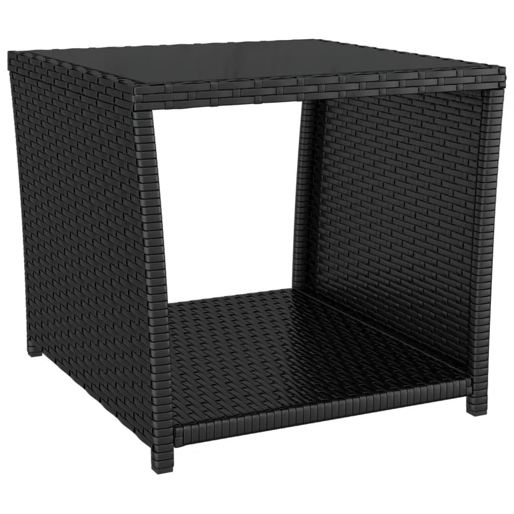 Salontafel 45x45x40 cm poly rattan en glas