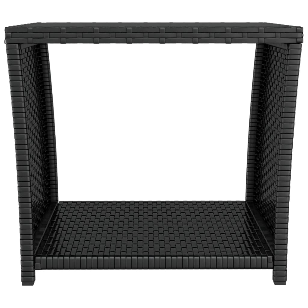 Salontafel 45x45x40 cm poly rattan en glas