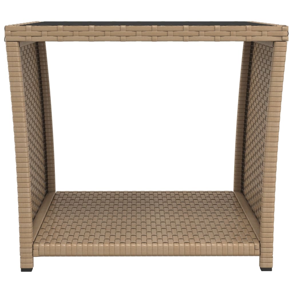 Salontafel 45x45x40 cm poly rattan en glas