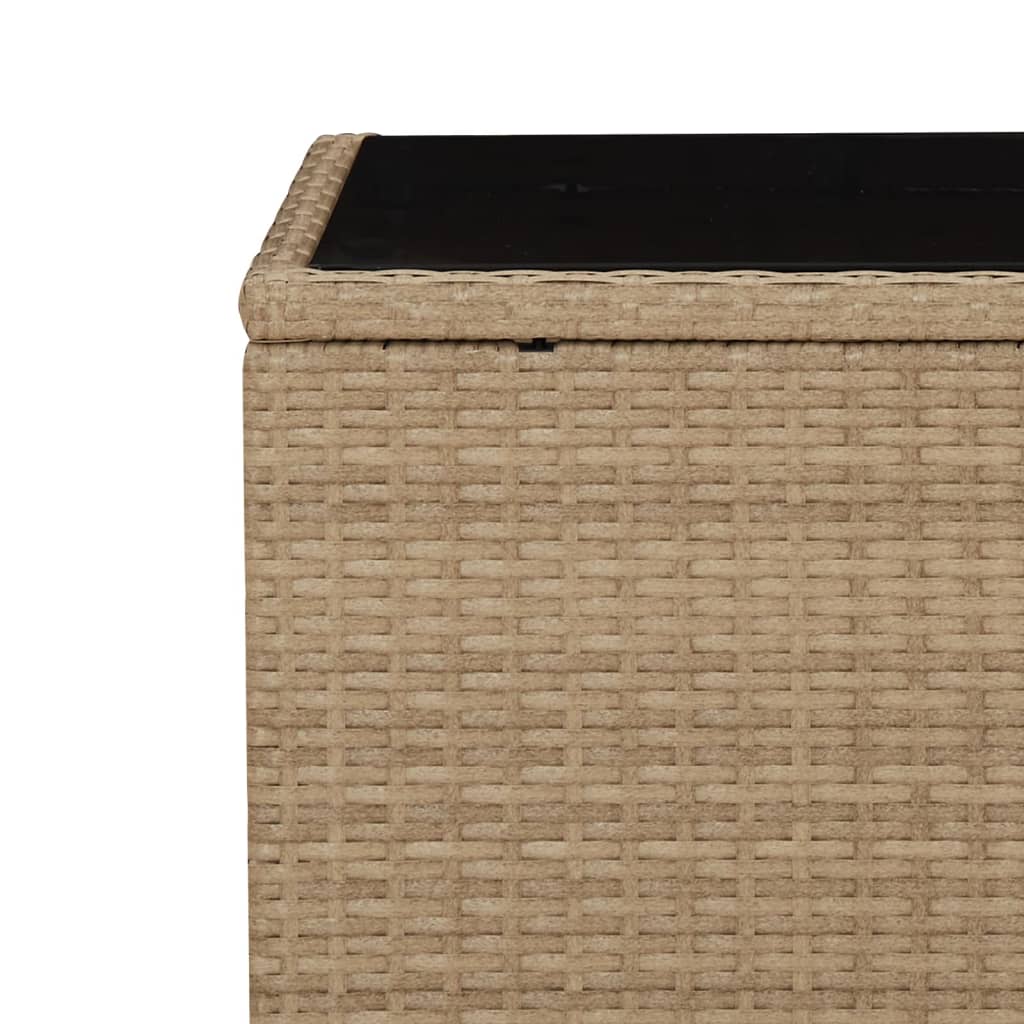 Salontafel 45x45x40 cm poly rattan en glas