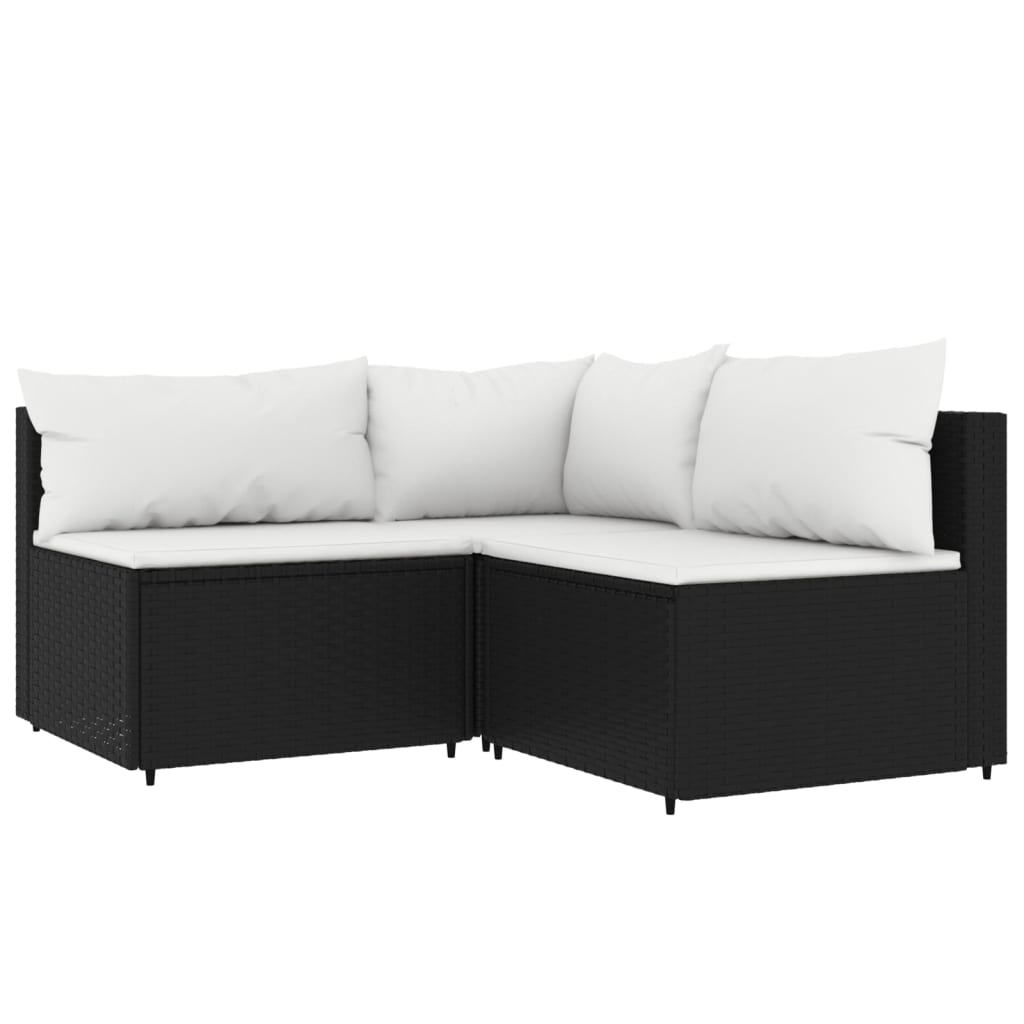 3-delige Loungeset met kussens poly rattan