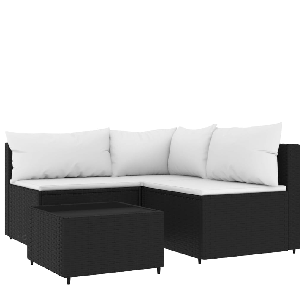 3-delige Loungeset met kussens poly rattan